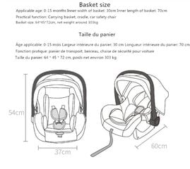 Детская коляска-трансформер 3в1, розовая / серая цена и информация | Тележка | pigu.lt