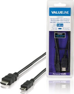 Valueline, HDMI A, HDMI mini, 1m kaina ir informacija | Kabeliai ir laidai | pigu.lt