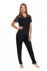 Женская вискозная пижама с кружевом и длинными брюками, черная  цена и информация | Женские пижамы, ночнушки | pigu.lt