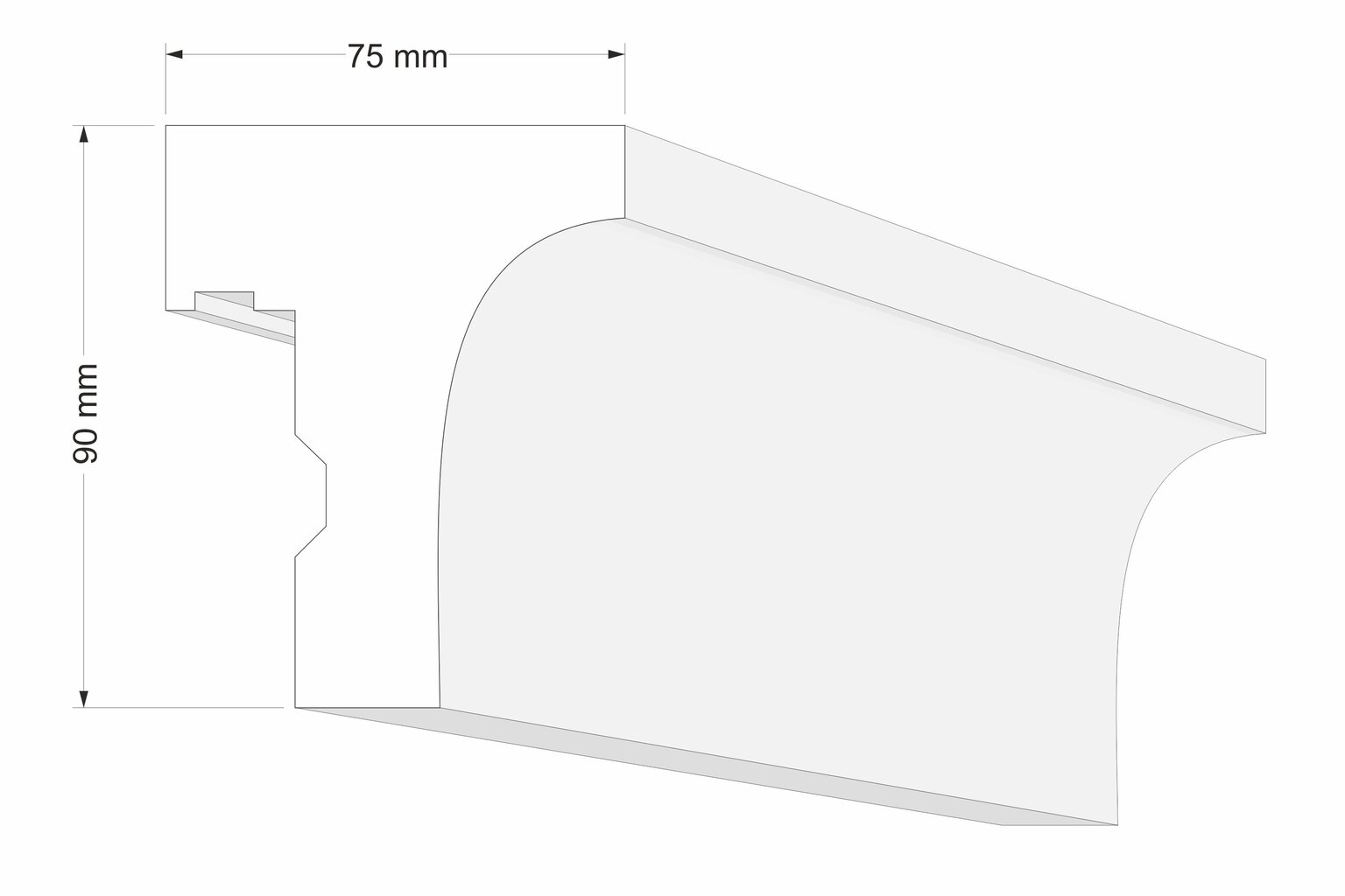 Dvigubas karnizas LK2D, 7,5x9x200 cm kaina ir informacija | Karnizai | pigu.lt