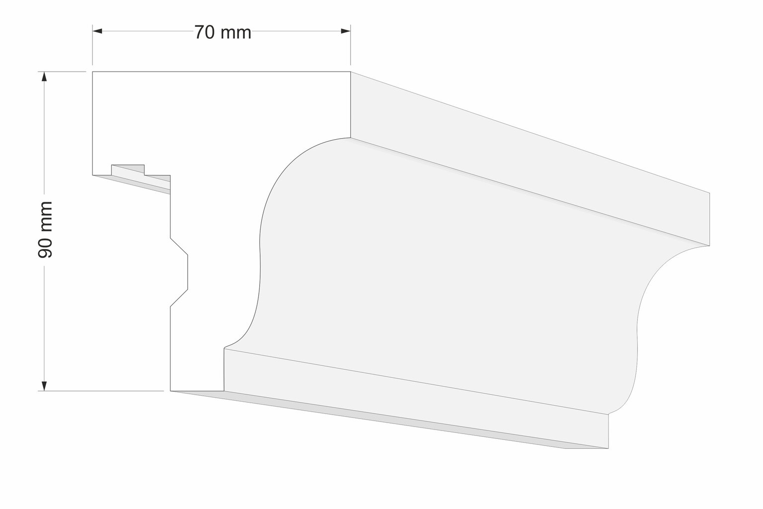 Dvigubas karnizas LK5B,7x9x200 cm цена и информация | Karnizai | pigu.lt