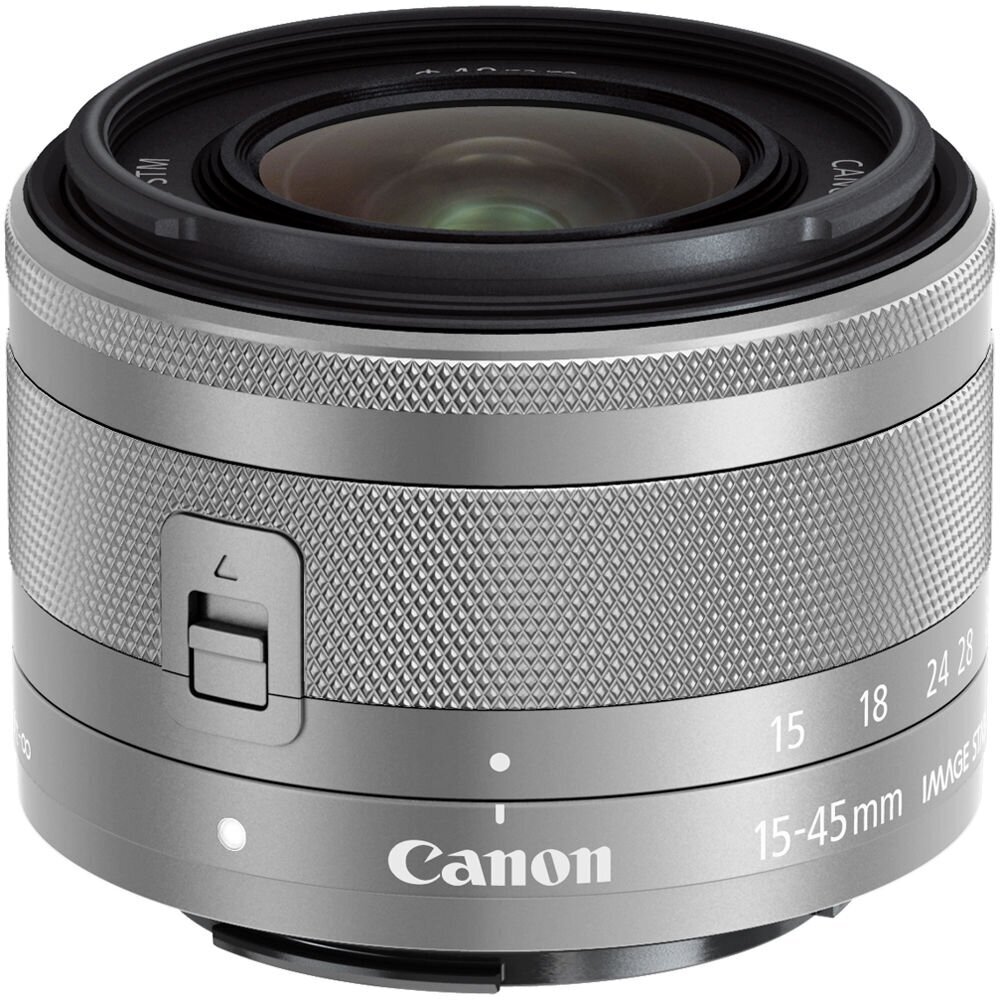 Canon EF-M 15-45mm f/3.5-6.3 IS STM, balta dežutė цена и информация | Objektyvai | pigu.lt