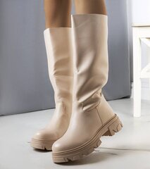 Ilgaauliai batai moterims Gemre GRM19017.2678, smėlio spalvos цена и информация | Женские ботинки | pigu.lt