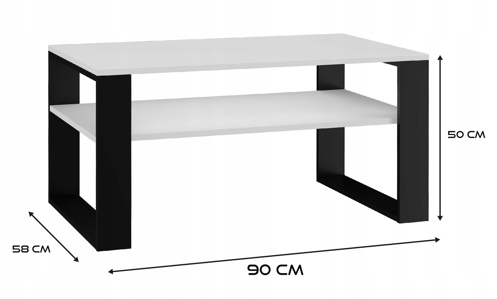 Kavos staliukas Modern 1P, baltas/juodas kaina ir informacija | Kavos staliukai | pigu.lt