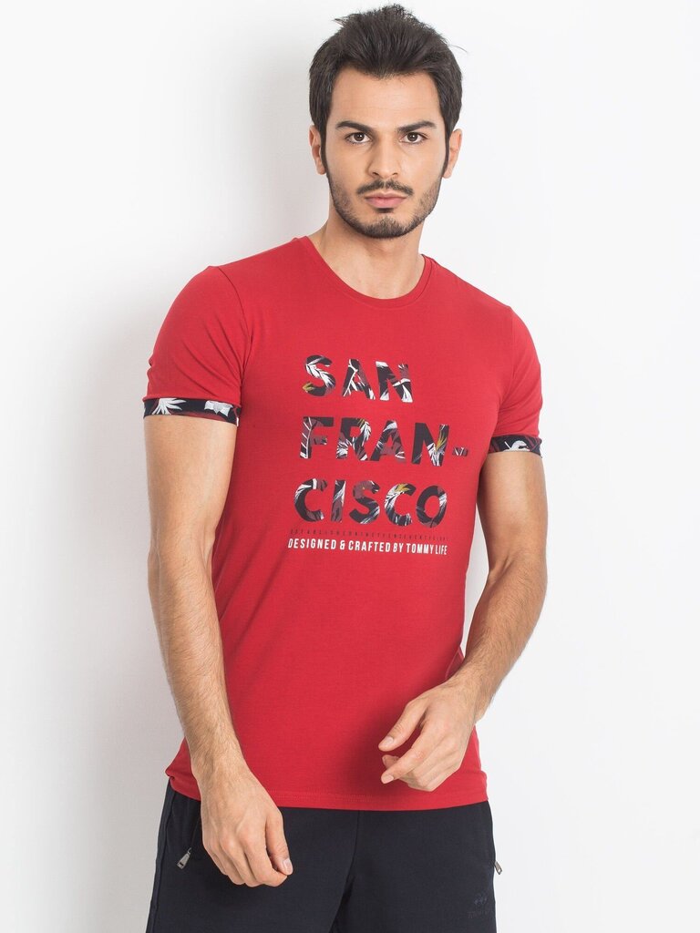 Marškinėliai vyrams Tommy Life FKRS.1898, raudoni цена и информация | Vyriški marškinėliai | pigu.lt