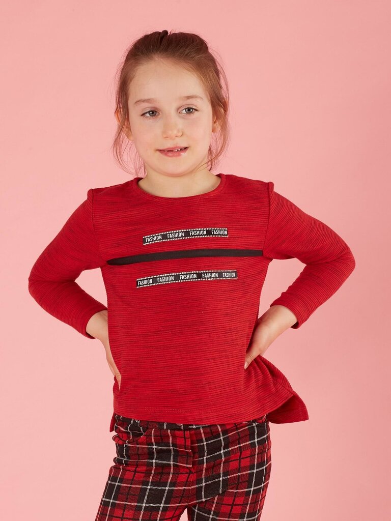 Marškinėliai mergaitėms, raudoni цена и информация | Marškinėliai mergaitėms | pigu.lt