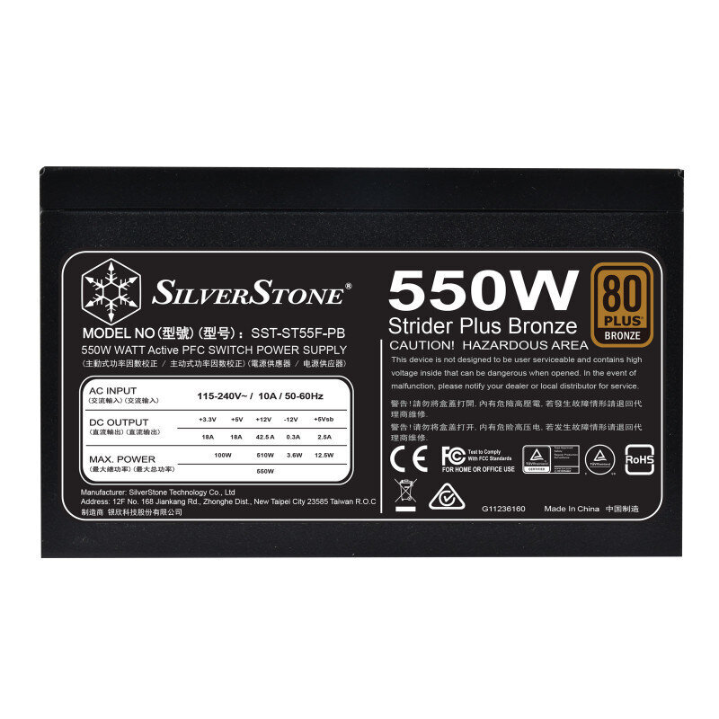 Silverstone ST55F-PB (SST-ST55F-PB) kaina ir informacija | Maitinimo šaltiniai (PSU) | pigu.lt