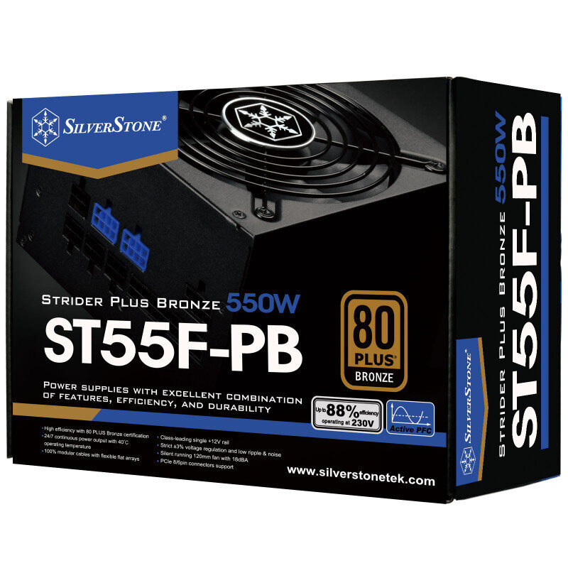 Silverstone ST55F-PB (SST-ST55F-PB) kaina ir informacija | Maitinimo šaltiniai (PSU) | pigu.lt