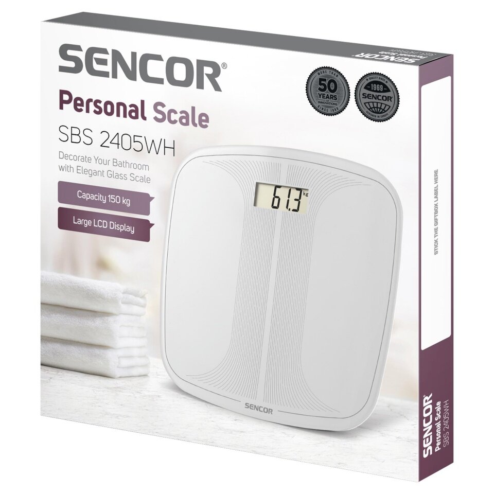 Sencor SBS 2405WH kaina ir informacija | Svarstyklės (buitinės) | pigu.lt
