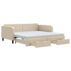 Sofa-lova vidaXL, 100x200 cm, smėlio kaina ir informacija | Lovos | pigu.lt