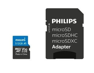 Philips MicroSDXC 512GB Class 10 UHS-I U3 kaina ir informacija | Philips Mobilieji telefonai ir jų priedai | pigu.lt