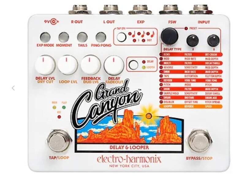 Pedalas efektams Electro-Harmonix Grand Canyon Delay and Looper kaina ir informacija | Priedai muzikos instrumentams | pigu.lt