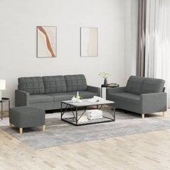 3-jų dalių sofos komplektas su pagalvėlėmis vidaXL, pilkas kaina ir informacija | Sofos | pigu.lt