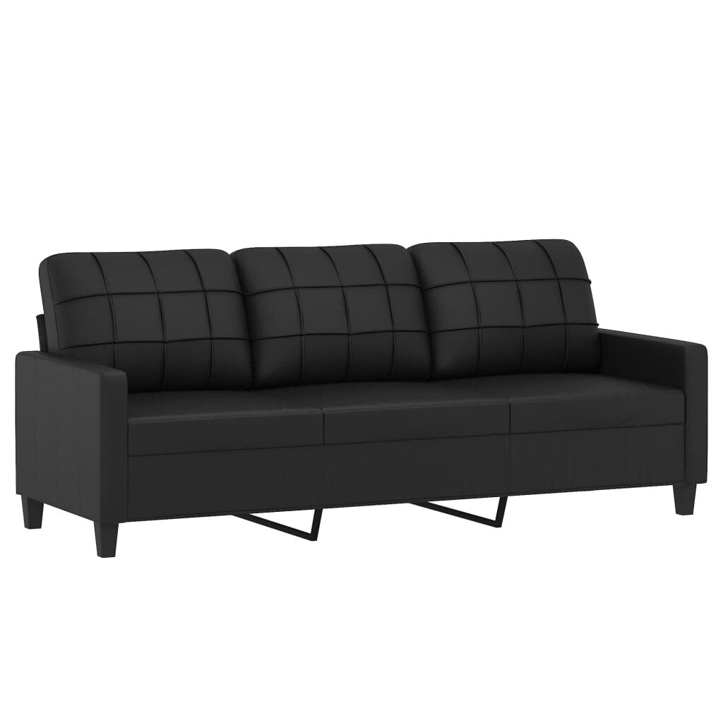 3-jų dalių sofos komplektas su pagalvėlėmis vidaXL, juodas kaina ir informacija | Sofos | pigu.lt