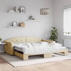 Sofa-lova vidaXL, 100x200 cm, smėlio spalvos kaina ir informacija | Lovos | pigu.lt