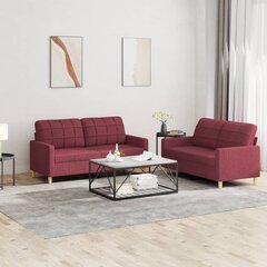 2-jų dalių sofos komplektas su pagalvėlėmis vidaXL, raudonas kaina ir informacija | Sofos | pigu.lt