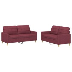 2-jų dalių sofos komplektas su pagalvėlėmis vidaXL, raudonas цена и информация | Диваны | pigu.lt