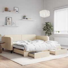 Sofa-lova vidaXL, 100x200 cm, smėlio kaina ir informacija | Lovos | pigu.lt