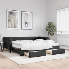 Sofa-lova vidaXL, 90x200 cm, juoda kaina ir informacija | Lovos | pigu.lt