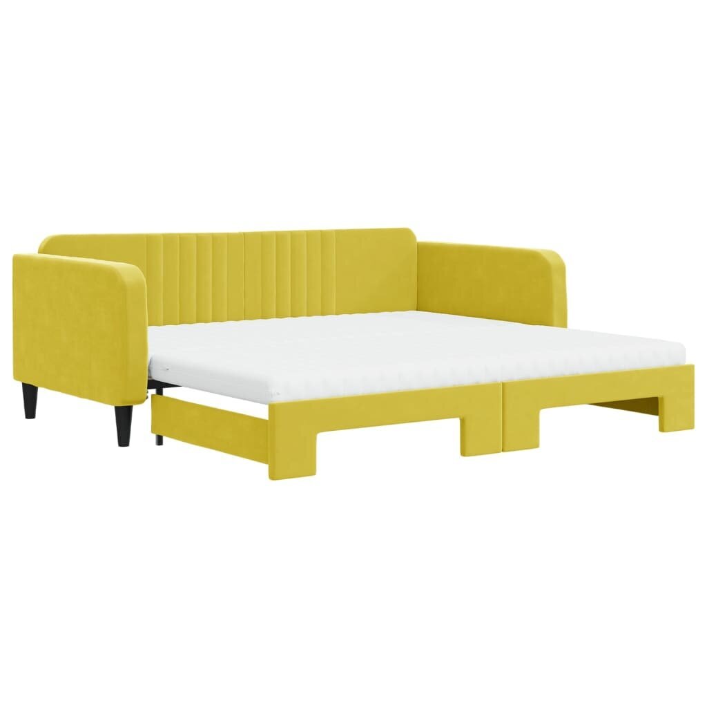 Ištraukiama lova su čiužiniu vidaXL, 100x200 cm, geltona kaina ir informacija | Lovos | pigu.lt