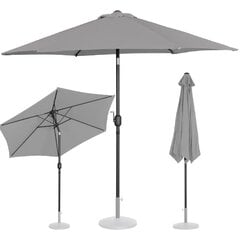 Круглый, наклоняемый садовый зонт с ручкой. 270 см темно-серый цена и информация | Зонты, маркизы, стойки | pigu.lt