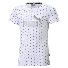 Puma marškinėliai mergaitėms Ess+ dotted tee 587042 02 SW668593.8326, balti цена и информация | Футболка для девочек | pigu.lt