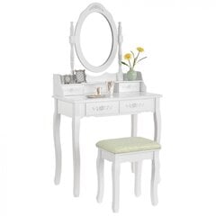 Makiažo staliukas su veidrodžiu ir kėdute Beauty System Mira, baltas kaina ir informacija | Kosmetiniai staliukai | pigu.lt