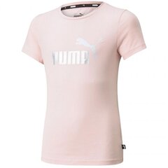 Puma marškinėliai mergaitėms Ess+ logo tee 587041 36 SW762252.8328, rožiniai цена и информация | Рубашки для девочек | pigu.lt