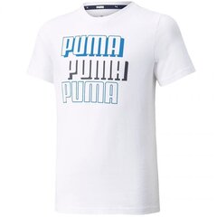 Marškinėliai vaikams Puma Alpha Tee B Jr 589257 02 sw763820.8328, balti цена и информация | Рубашки для девочек | pigu.lt