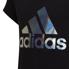 Adidas marškinėliai mergaitėms Dance metallic print tee HD4407 SW796672.8335, juodi цена и информация | Рубашки для девочек | pigu.lt