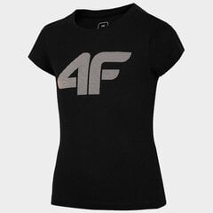 Marškinėliai mergaitėms 4F Jr sw807287.8385, juodi kaina ir informacija | Marškinėliai mergaitėms | pigu.lt