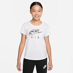 Nike marškinėliai mergaitėms Sportswear scoop SW841081.8490, balti цена и информация | Футболка для девочек | pigu.lt