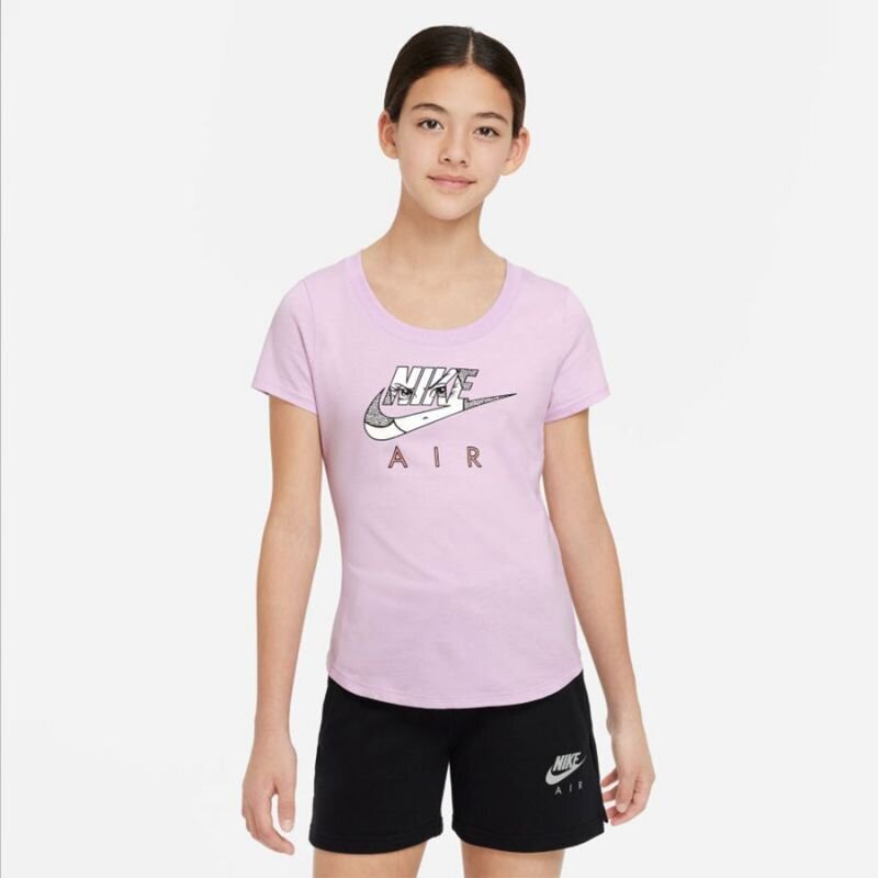 Nike marškinėliai mergaitėms Sportswear Tee Mascot Scoop sw844039.8493, rožiniai цена и информация | Marškinėliai mergaitėms | pigu.lt