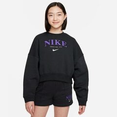 Nike džemperis mergaitėms Sportswear trend flc crew SW844175.8493, juodas цена и информация | Свитеры, жилетки, пиджаки для девочек | pigu.lt