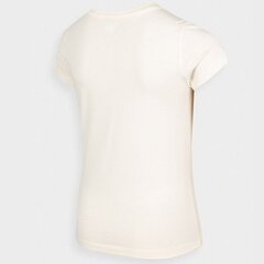 Marškinėliai mergaitėms 4F sw866175.8293, smėlio spalvos kaina ir informacija | Marškinėliai mergaitėms | pigu.lt