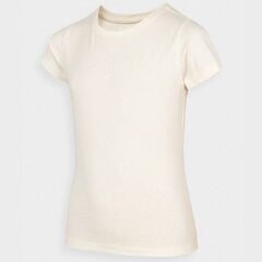 Marškinėliai mergaitėms 4F sw866175.8293, smėlio spalvos kaina ir informacija | Marškinėliai mergaitėms | pigu.lt