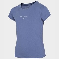 Marškinėliai mergaitėms 4F sw866177.8293, mėlyni kaina ir informacija | Marškinėliai mergaitėms | pigu.lt