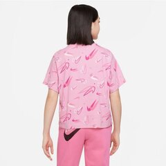 Nike marškinėliai mergaitėms Sportswear sw871571.8491, rožiniai цена и информация | Футболка для девочек | pigu.lt