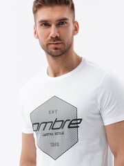 Marškinėliai vyrams Ombre Clothing AMD122018.1898, balti цена и информация | Мужские футболки | pigu.lt