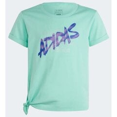 Adidas marškinėliai mergaitėms Dance knotted tee SW937905.8484, žali цена и информация | Рубашки для девочек | pigu.lt