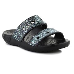 Šlepetės vaikams Crocs Classic Glitter Sandal SW9711718412, juodos цена и информация | Детские тапочки, домашняя обувь | pigu.lt