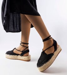 Espadrilės moterims Inna GRM230952677, juodos kaina ir informacija | Bateliai moterims  | pigu.lt