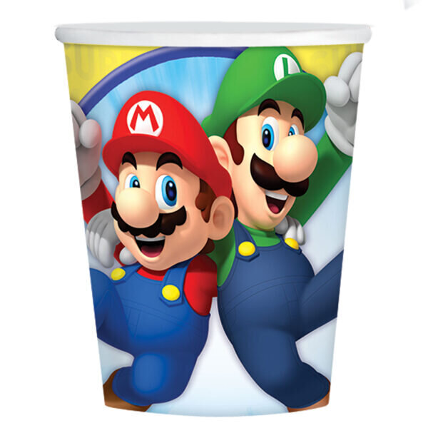 Vienkartiniai puodeliai Super Mario, 8 vnt. цена и информация | Vienkartiniai indai šventėms | pigu.lt