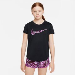 Nike marškinėliai mergaitėms Dri-Fit SW981084.8491, juodi цена и информация | Футболка для девочек | pigu.lt
