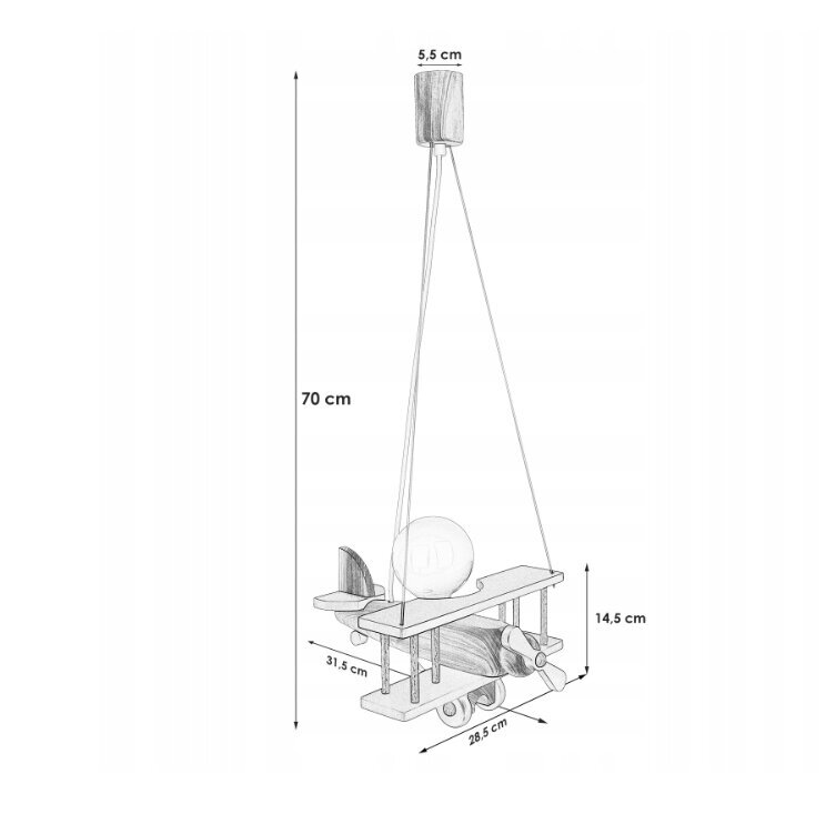 Vaikiškas pakabinamas švietuvas Pilkas Lėktuvas kaina ir informacija | Vaikiški šviestuvai | pigu.lt