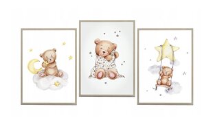 Trijų dalių reprodukcijos paveikslas Meškučiai Teddy kaina ir informacija | Reprodukcijos, paveikslai | pigu.lt