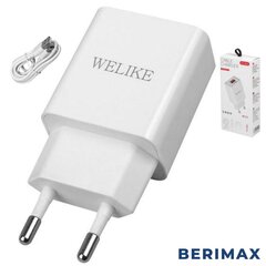 Įkroviklis su USB TypeC laidu BERIMAX WK19CC kaina ir informacija | Krovikliai telefonams | pigu.lt