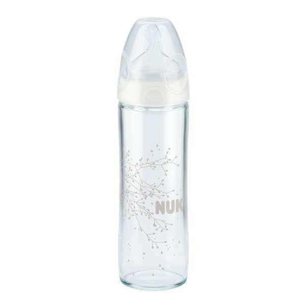 Stiklinis buteliukas su silikono žinduku NUK First Choice + New Classic, 240 ml, 0-6 mėn. цена и информация | Buteliukai kūdikiams ir jų priedai | pigu.lt