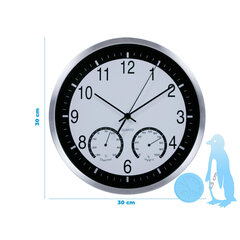 Настенные часы, метеостанция, Pur Line, черно-белый фон, 30Ø см цена и информация | Часы | pigu.lt