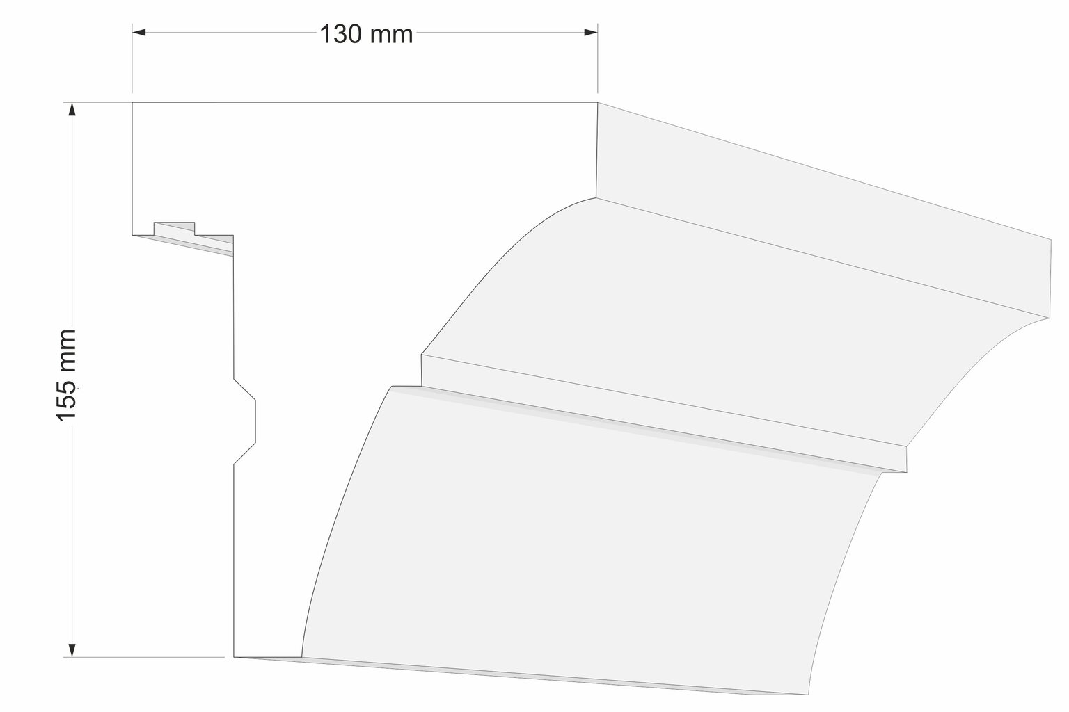 Dvigubas karnizas LK12B, 13x15,5x200 cm цена и информация | Karnizai | pigu.lt